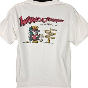 Christian Reach Workcamps T Shirt Vintage 90s 1995 Backpack Made In USA Mens